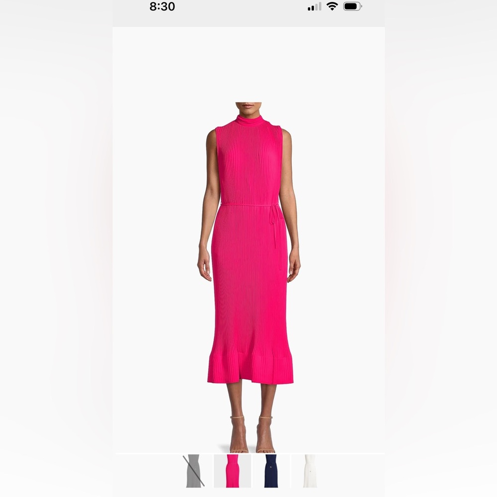 Milly Pleated Midi Dress Pink Size 6